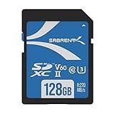 SABRENT SD Karte 128GB V60, SDXC Card UHS II, SD Speicherkarte Class 10,...