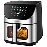 Heißluftfritteuse 8 Liter 4 in 1 Sichtfenster Mini Backofen Grillen Backen...