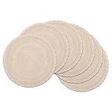 SHACOS 6er Set Runde Platzsets Abwaschbar, Tischsets Platzsets Rund Beige...