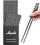 Annvchi EssStäbchen 10 Paar - Japanische Chopsticks Schwarz Stäbchen für...