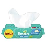 Pampers Fresh Clean Feuchttücher, 6 Packungen = 480 Stück,...