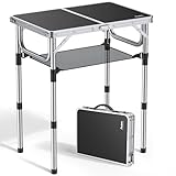 Anbte Campingtisch Klapptisch 60x40cm Aluminium Rahmen mit 3 Höhen...