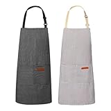 Kochschürzen, wasserdicht mit Taillenband, 2 Taschen, Küchenschürze für...