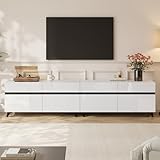 Azkoeesy Moderner TV-Schrank, Hochglanz Weiß, 180x40x49 cm, Lowboard...