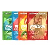 PWRGUM Energy-Kaugummi 4er Mix I Bis zu 4-Stunden Energie Boost I...