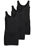 ONLY 3er Pack Damen Basic Tops Tank Top schwarz lang 15201465 (S, Schwarz...