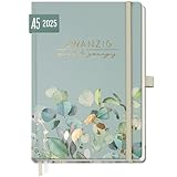 Häfft® Wochen-Notiz-Kalender 2025 A5 'Minty Leaves' Buchkalender,...