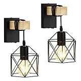 Lightess 2Pcs Wandleuchte Innen Vintage Wandlampe Schwarz Industrial Retro...