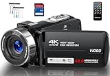 Videokamera 4K Camcorder HD 48MP IR-Nachtsicht Vlogging Kamera für...