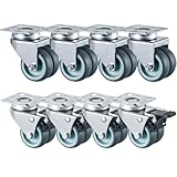 8 Stück Doppelrollen Lenkrollen mit Bremse 50mm Transportrollen...