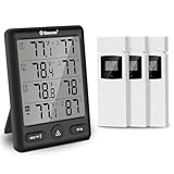Geevon Funk Thermometer Innen Außen mit 3 Fernsensoren, Thermometer...