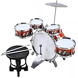 Schlagzeug für Kinder XL Bass 4 Trommeln Becken Hocker Drumsticks Drum-Set...