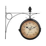 YUNYODA Zweiseitige Bahnhofsuhr, Doppelseitige Wanduhr Retro Wanduhr...