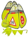 HECKBO 2x Straßenwarnschild Achtung Kinder Schild spielende Pylonen +...