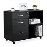 Relaxdays Rollcontainer, 3 Schubladen, 2 Fächer, Hängeregister, HxBxT:...