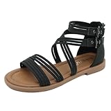 Damen Flache Sandalen Sommer Strandschuhe Geflochtene Römische Sandalen...