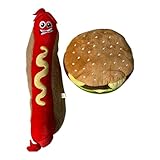 Hundespielzeug Quietschendes Set, Riesen Hot Dog und Burger Formen,...