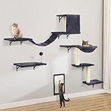 Katzen kletterwand Set mit Katzenbaum Hängematte,Katzenhöhle...