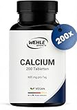 Calcium Tabletten Hochdosiert - 200 Tabletten - 800mg Kalzium pro Tag -...