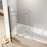 EMKE Duschwand für Badewanne 130x140cm, Duschtrennwand für Badewanne...