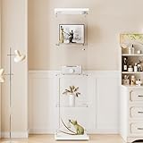 AUFHELLEN Glasvitrine Standvitrine in Weiß, 164x42.5x36.5CM Modern Glas...