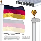NQ 20FT Fahnenmast 6m stabil, Aluminium Fahnenmast höhenverstellbar,...