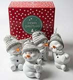 khevga Weihnachtsdeko Deko-Figuren Schneemann grau im 4er Maße sitzend