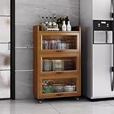 Rollregal mit 4 Ebenen, schmaler Allzweckwagen mit Rollen und Türen aus...