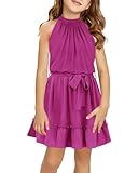 Halomoning Mädchen Kleid Ärmellos Einfacher Klassiker Casual Knielang...