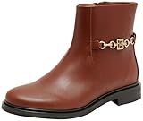 Tommy Hilfiger Damen Mid Boot Stiefel Chain Low Bootie aus Leder, Cognac...