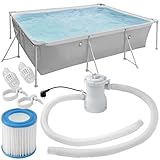 tectake® Swimming Pool, Schwimmbecken groß, Swimmingpool rechteckig,...