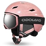 Odoland Skihelm und Skibrille Set, Glitzer Snowboardhelm mit...