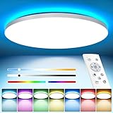 Led Deckenleuchte Dimmbar mit Fernbedienung 24W RGB Farbwechsel LED...