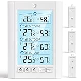 LIORQUE Funk Wetterstation mit 3 Außensensoren Digitales Thermometer...