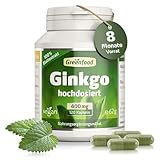 Ginkgo Biloba, hochdosiert, 400 mg - 120 Kapseln, vegan. Reiner...