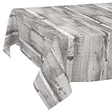 ANRO Tischdecke grau weiß Holzoptik ohne Einfassung – abwaschbar...