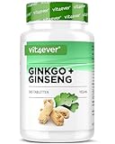 Ginkgo + Ginseng - 365 Tabletten - Spezial Extrakt - Hochdosiert -...