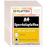 Creative Deco 10 x A4 Sperrholzplatte 3mm | 300 x 210 (+/- 2) mm |...