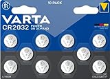 VARTA Batterien Knopfzellen CR2032, 10 Stück, Power on Demand, Lithium...