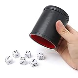 Würfelbecher aus PU-Leder mit 6 Würfeln, Innenfutter aus Filz,...