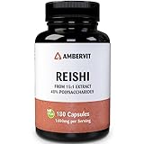 Reishi Kapseln 180 stück - 1400mg Pilz Extrakt pro Portion - 40% bioaktive...