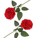 arrderly Rote künstliche Rosen, künstliche Rosen mit Stiel, realistische...