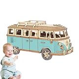 Puzzle aus Holz Bus Camping – Lernbausatz 3D | Modell Dee Bus aus Holz...