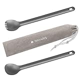 Navaris 2er Set Titan Besteck extra lang - 2in1 Outdoor Göffel Spork und...