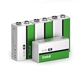 Granicell 4 Pack 9V wiederaufladbare Batterien, 9V NiMH...