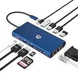 OOTDAY USB C Hub, 12-in-1 Dreifachbildschirm USB C Splitter mit 2 * 4K...