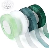 4 Rollen Organzaband, Geschenkband Grün, Schleifenband Breit, Dekoband...