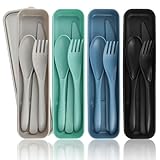 NVGVUP 4 Plastik Besteck Set, Mehrweg Reisebesteck mit Etui, Camping...