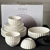 Zoha Porzellan Tellerset 6 Personen, 24-teiliges Teller Set, Kombiservice...