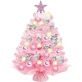 YSWOVUO Mini Weihnachtsbaum Rosa, Weihnachtsbaum Klein 60cm, Kleiner...